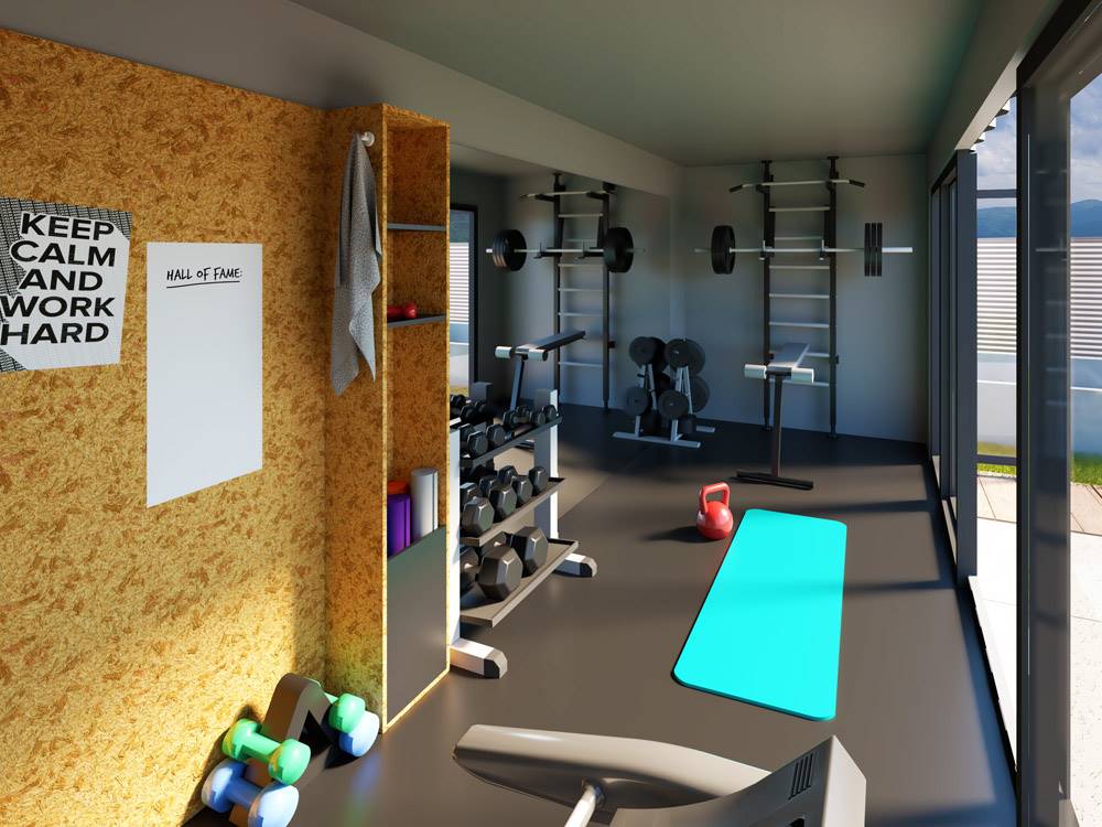 Gimnasio con contenedor estándar de 15 m2