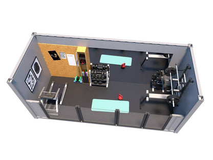 Gimnasio con contenedor estándar de 15 m2