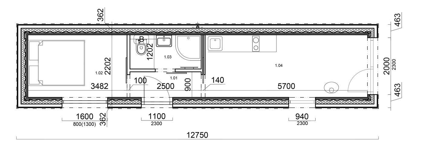 Quarto muito agradável em 36 m2