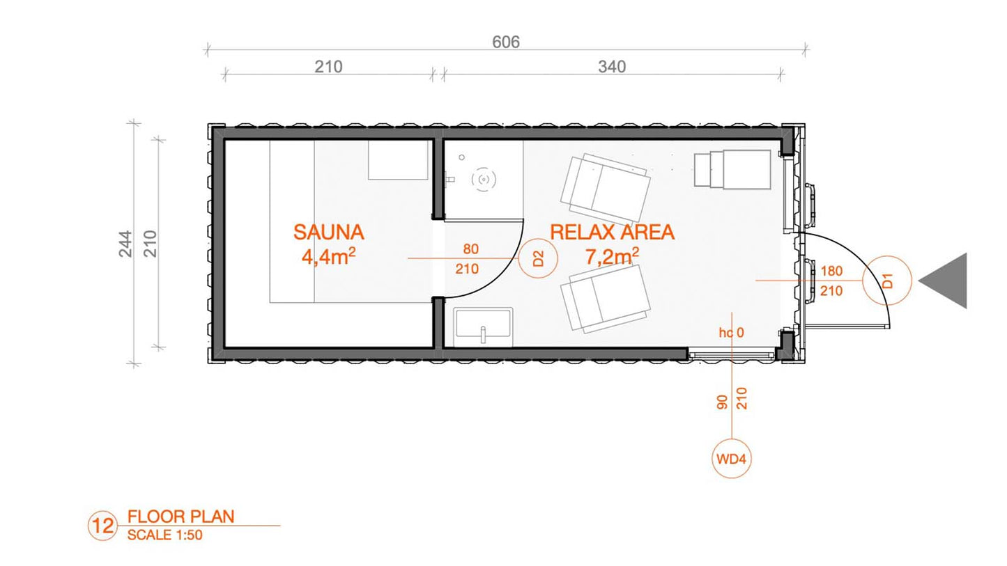 contenedor de 15 m2 con espacio de almacenamiento estándar